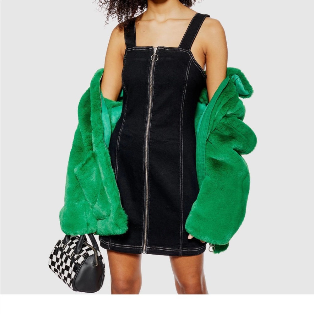 Topshop Denim Zip Up Dress